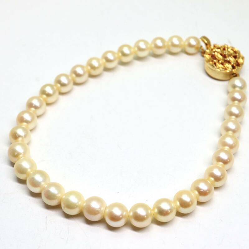 良質!!《アコヤ本真珠ブレスレット》M 13.1g 約6.0-6.5mm珠 約20cm pearl bracelet ジュエリー jewelry CE0/DA0
