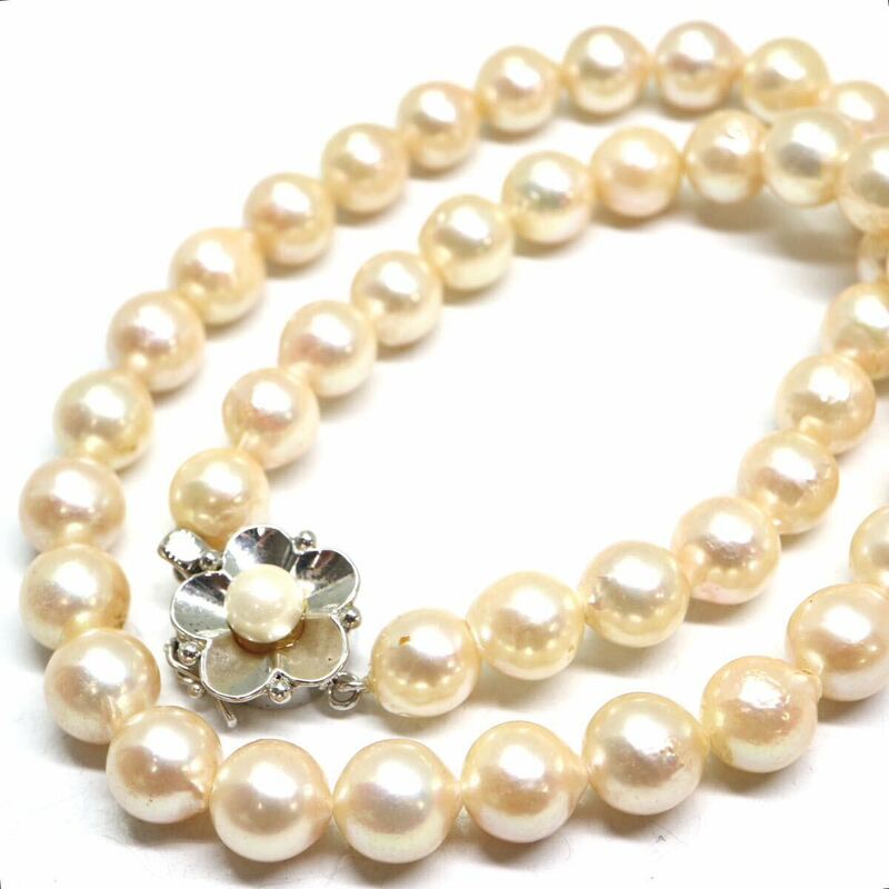 《アコヤ本真珠ネックレス》M 26.0g 約7.0-7.5mm珠 約34cm pearl necklace ジュエリー jewelry DD0/DD0