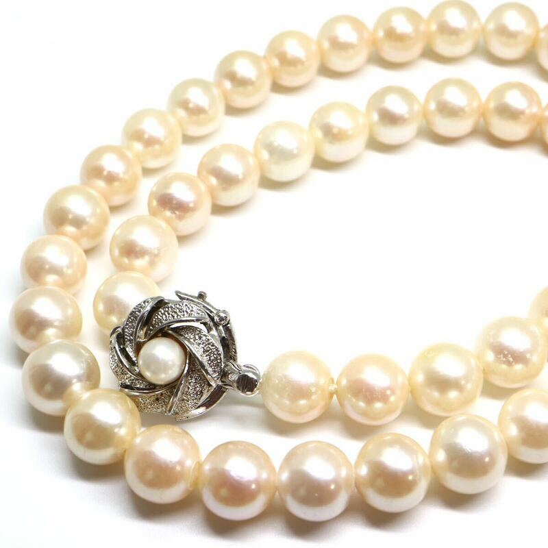 大珠!!《アコヤ本真珠ネックレス》M 49.2g 約8.5-9.0mm珠 約43.5cm pearl necklace ジュエリー jewelry DE0/DH0