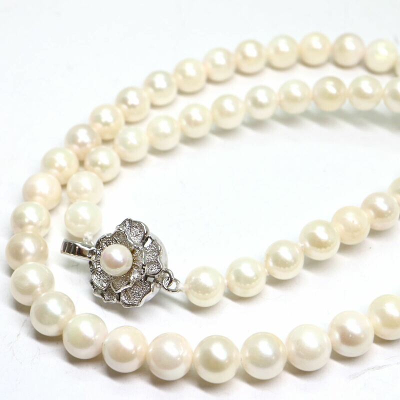 《アコヤ本真珠ネックレス》M 27.0g 約6.5-7.0mm珠 約40cm pearl necklace ジュエリー jewelry DA0/DB0