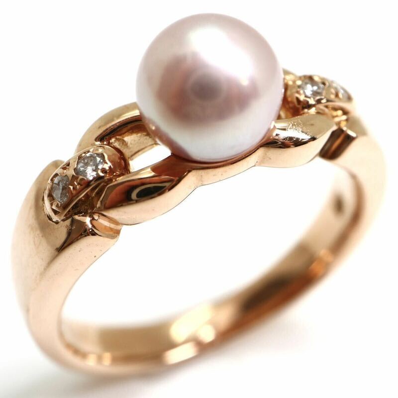 MICHELKLEIN(ミッシェルクラン)《K18 アコヤ本真珠/天然ダイヤモンドリング》 M◎ 約5.0g 約8.5号 0.04ct ring 指輪 diamond pearl EC6/EC6