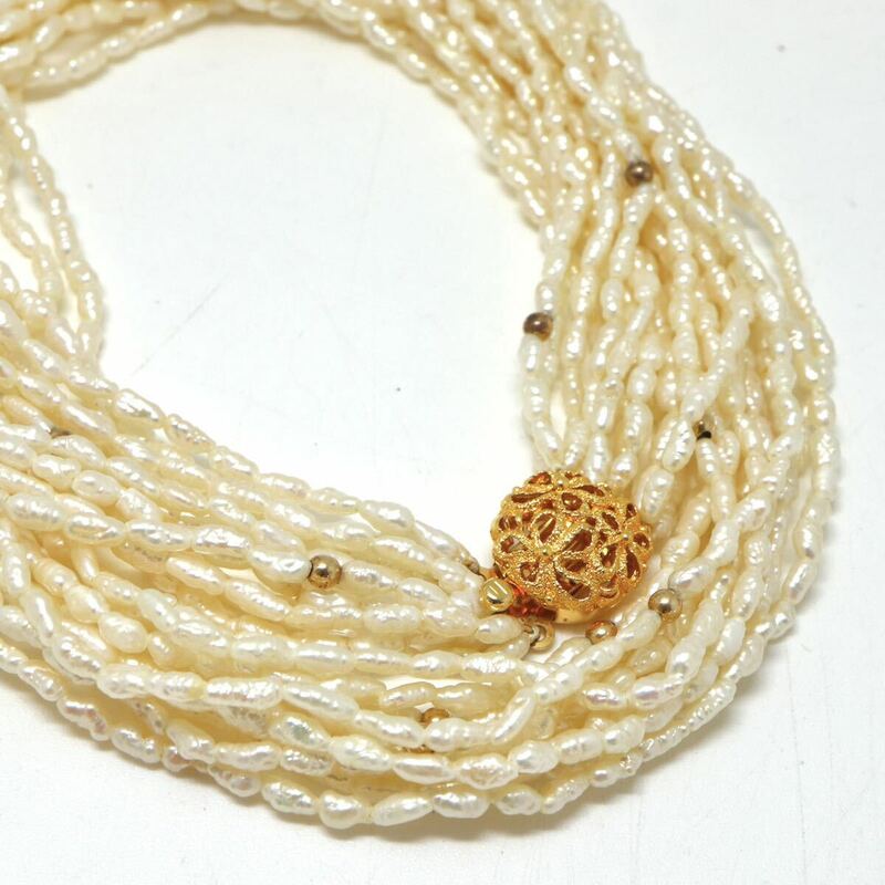 《本真珠10連ネックレス》M 57.3g 約61.0cm pearl パール necklace ジュエリー jewelry DA0/DB5