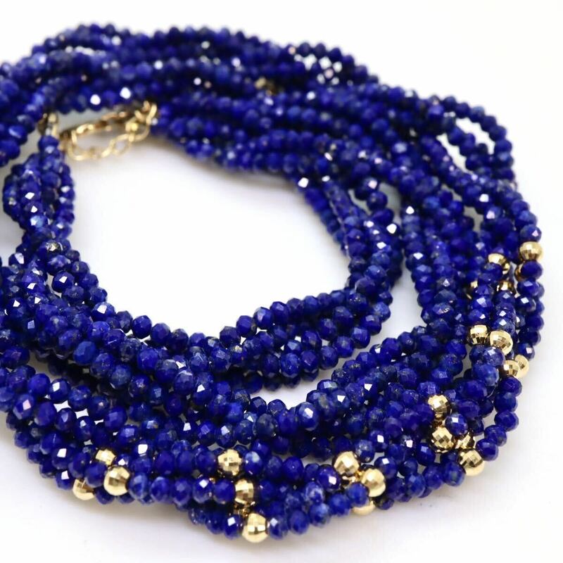 《K18 天然ラピスラズリ5連ネックレス》M 約18.7g 約53.0cm lapis lazuli necklace jewelry ジュエリー EA3/EA3