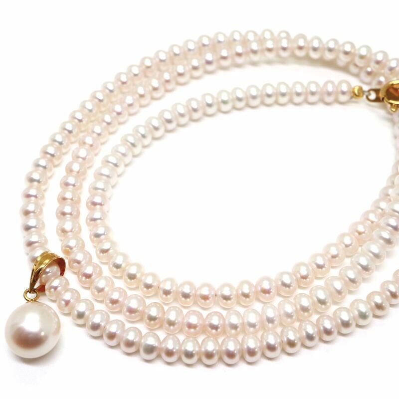 《K18 本真珠/アコヤ本真珠ネックレス》J 11.1g 約50cm pearl パール necklace ジュエリー jewelry DE1/DE1