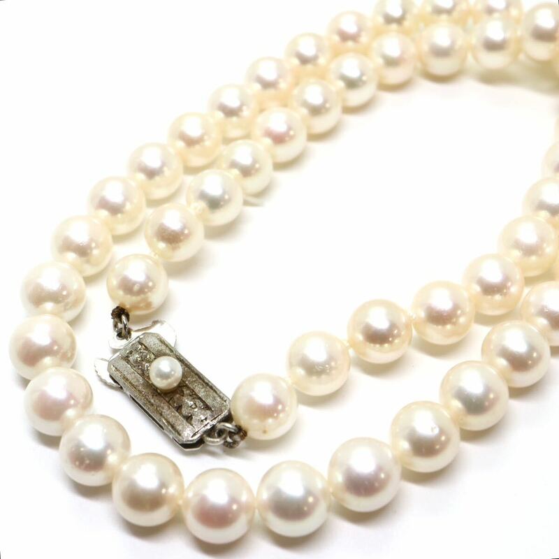 《アコヤ本真珠ネックレス》J 24.0g 約37.5cm 約6.5-7.0mm珠 pearl パール necklace ジュエリー jewelry CD8/CD8