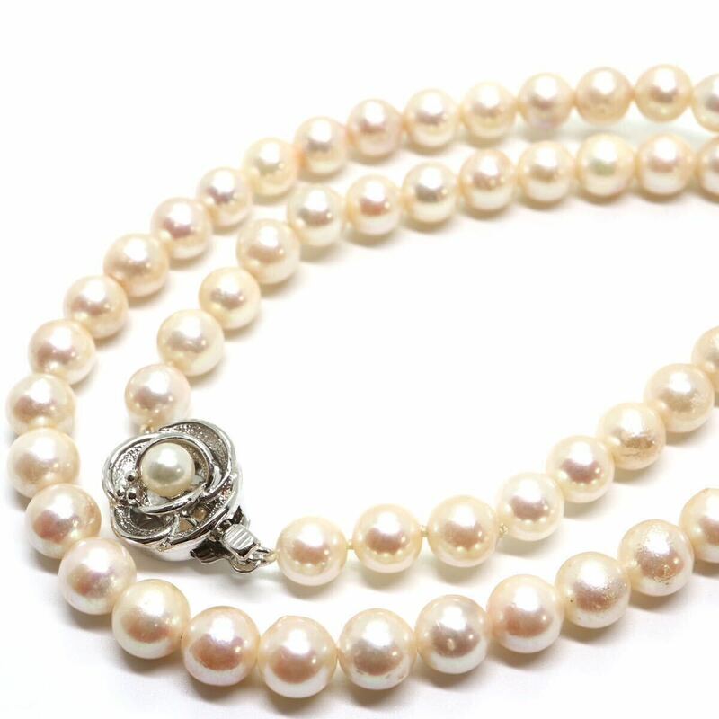 《アコヤ本真珠ネックレス》J 29.4g 約41.5cm 約6.5-7.0mm珠 pearl パール necklace ジュエリー jewelry DA0/DB0