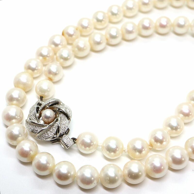 《アコヤ本真珠ネックレス》J 29.2g 約42.5cm 約6.5-7.0mm珠 pearl パール necklace ジュエリー jewelry CE9/CE9