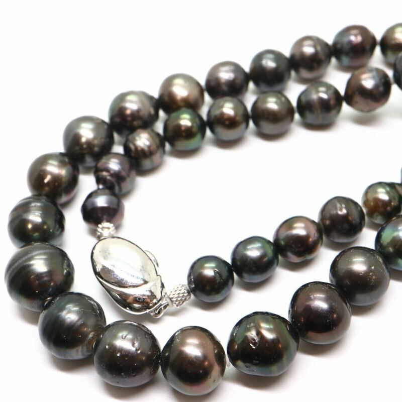 《南洋黒蝶真珠ネックレス》J 53.1g 約43cm 約8.0-10.5mm珠 pearl パール necklace ジュエリー jewelry DH0/EA2