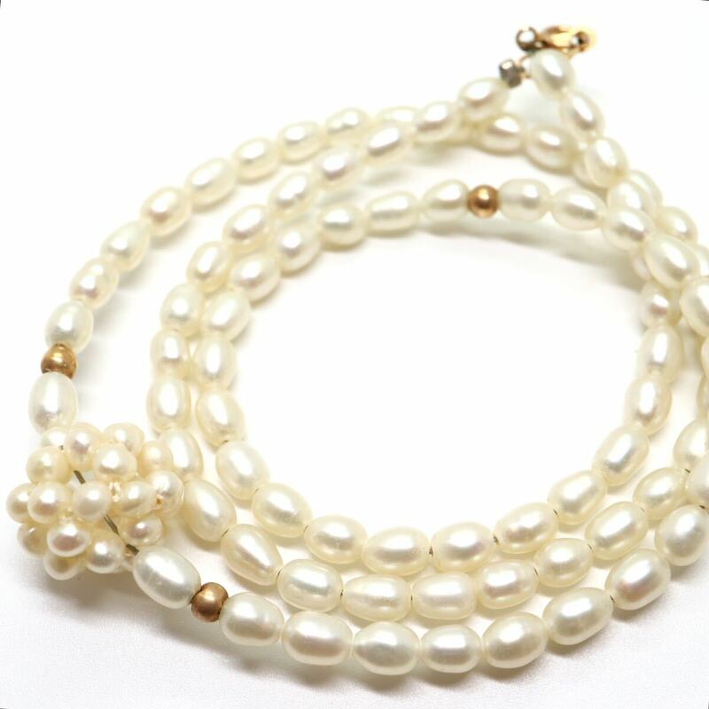 《K14(585) 本真珠ネックレス》J 8.6g 約41.5cm pearl パール necklace ジュエリー jewelry DC5/DC5