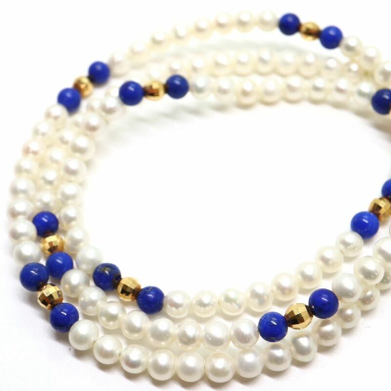《K18 本真珠ネックレス》J 6.9g 約42cm pearl パール necklace ジュエリー jewelry DG0/DG0