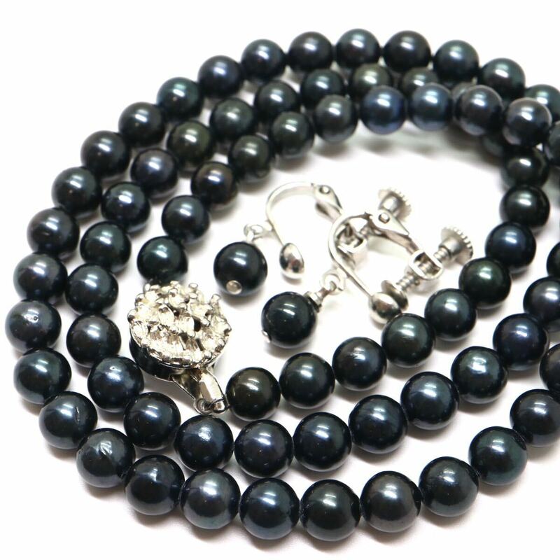 《アコヤ本真珠ネックレス&イヤリング》J 31.7g 約49.5cm 約6.0-6.5mm珠 pearl パール necklace ジュエリー jewelry CH0/DB0