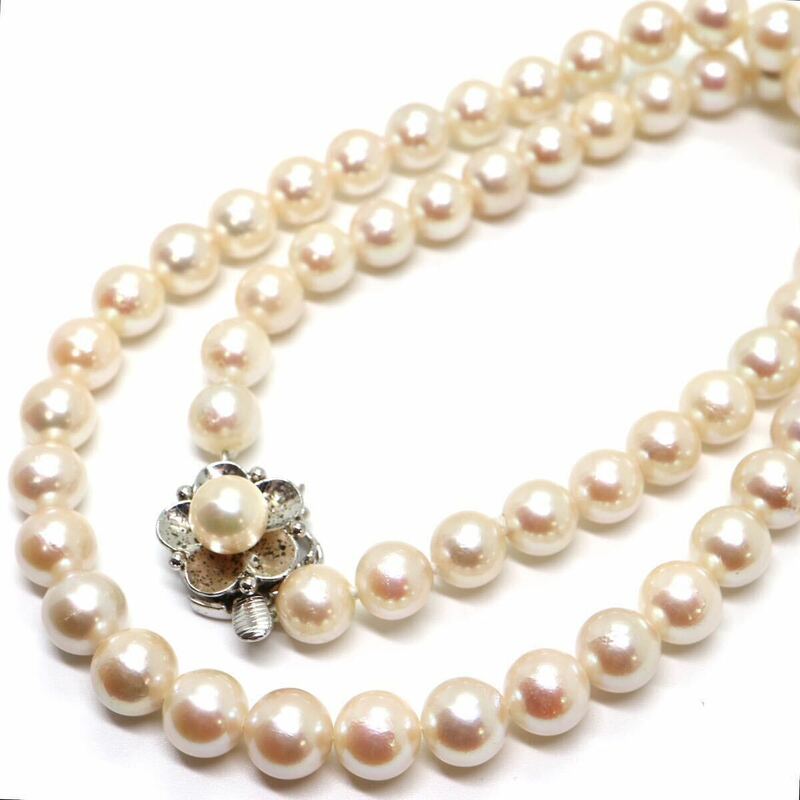 《アコヤ本真珠ネックレス》J 28.1g 約41.5cm 約6.5-7.0mm珠 pearl パール necklace ジュエリー jewelry DB0/DE0