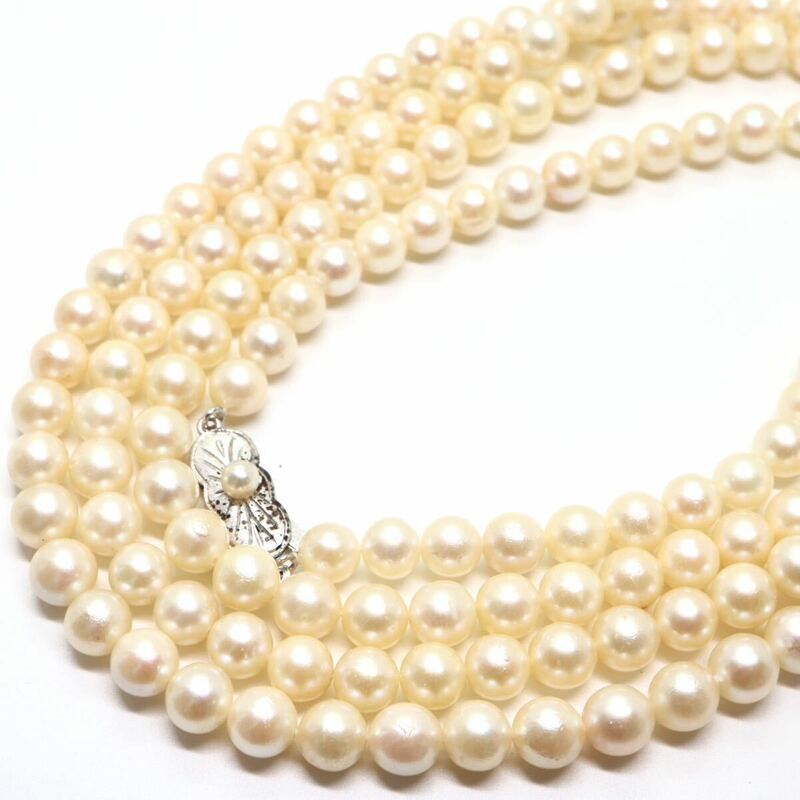 《アコヤ本真珠ロングネックレス》J 68.3g 約122.5cm 約6.0-6.5mm珠 pearl パール necklace ジュエリー jewelry DB0/DF0