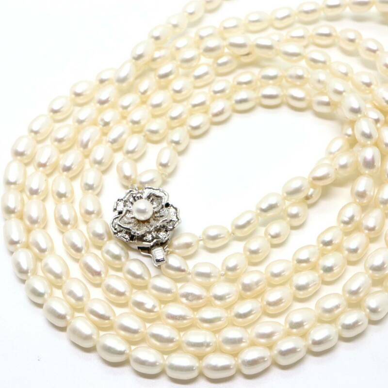 《本真珠2連ネックレス》J 40.8g 約61cm pearl パール necklace ジュエリー jewelry DA0/DC0