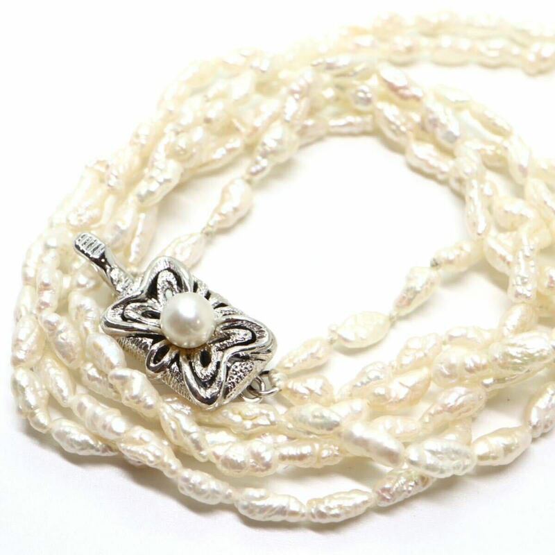 《本真珠2連ネックレス》J 12.1g 約46cm pearl パール necklace ジュエリー jewelry DA0/DA0