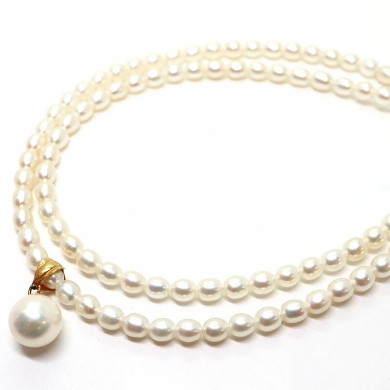 《K18 本真珠ネックレス》J 8.6g 約41.5cm pearl パール necklace ジュエリー jewelry DH0/DH0