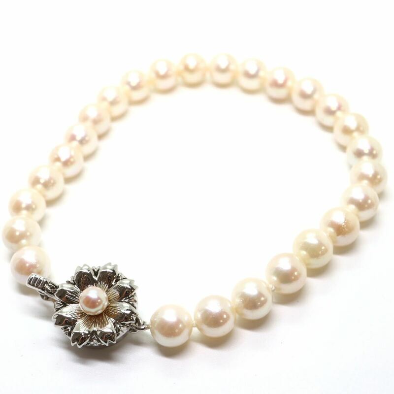 《アコヤ本真珠ブレスレット》J 14.3g 約18.5cm 約6.8mm珠 pearl パール bracelet ジュエリー jewelry DC0/DC0