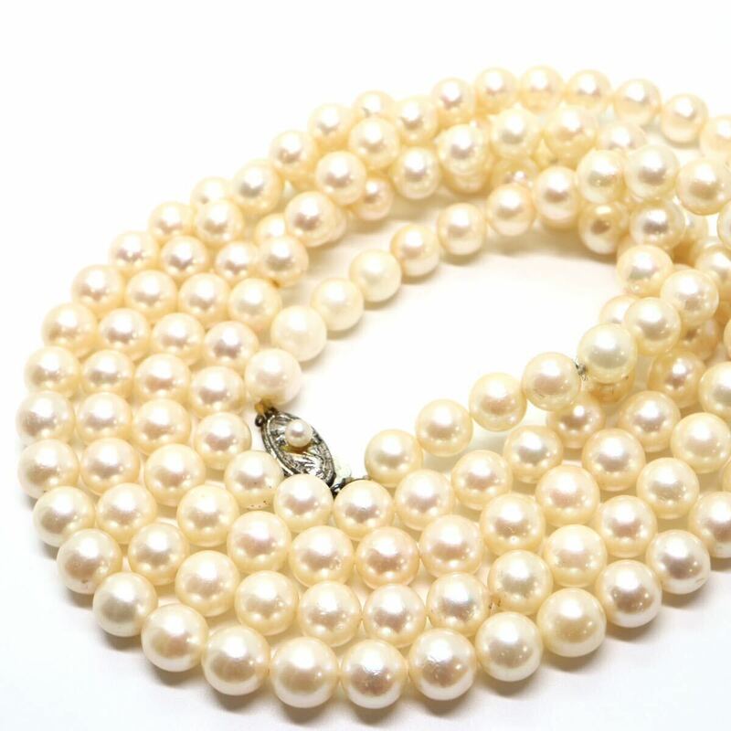 《アコヤ本真珠ロングネックレス》J 80.4g 約109cm 約7.0-7.5mm珠 pearl パール necklace ジュエリー jewelry DE0/DH0