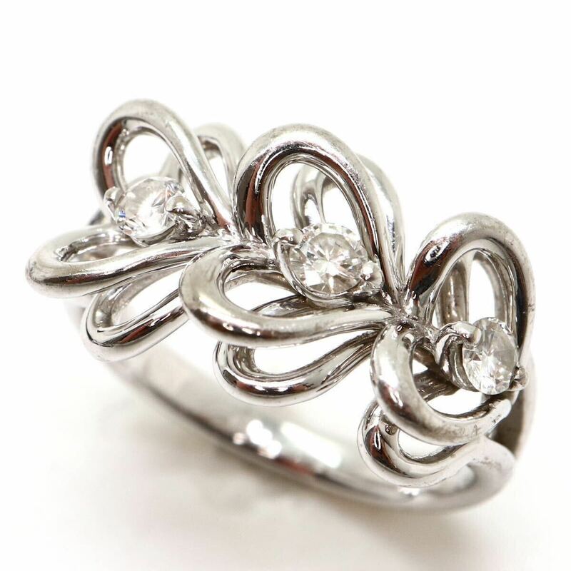 NINA RICCCI（ニナリッチ）/SEIKO jewelry(セイコー)《K18WG 天然ダイヤモンドリング》J 約5.6g 約12号 0.26ct ring 指輪 diamond EE7/EF1