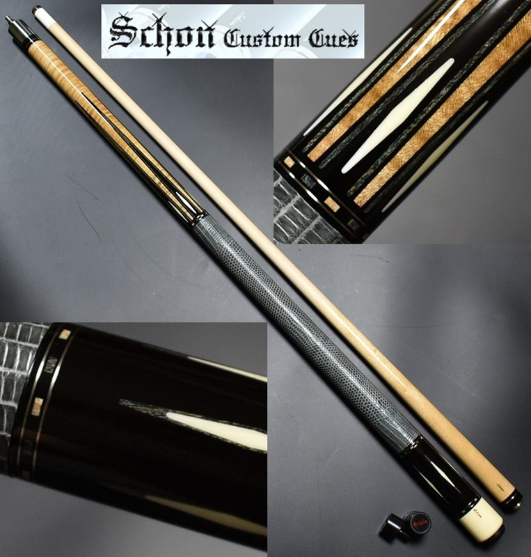 ◆Schon Custom Cues★SP-90’★6剣 リザード本革 ショーン ジョイントプロテクター付属