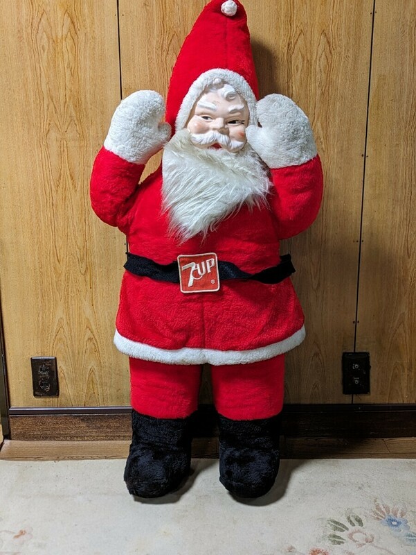 【送料無料】7UP サンタクロース/ディスプレイ ドール 人形 ビッグサイズ クリスマス オブジェ ドリンク 当時物
