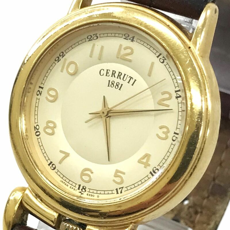 CERRUTI チェルッティ 腕時計 5P31-6260 クオーツ アナログ ラウンド ゴールド ブラウン レザーベルト ウォッチ コレクション おしゃれ