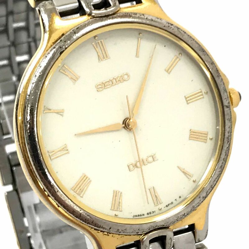 SEIKO セイコー DOLCE ドルチェ 腕時計 5E31-6E60 クオーツ アナログ ラウンド ゴールド シルバー シンプル ヴィンテージ コレクション