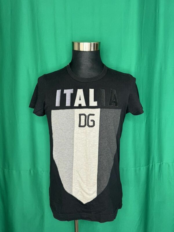 DOLCE&GABBANA ドルチェ&ガッバーナ ドルガバ 半袖 Tシャツ カットソー トップス ITALIA 黒 ブラック グレー 中古 M 46 他にも多数出品中！