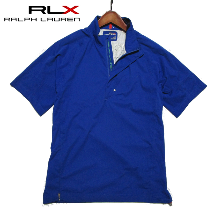 【RLX ラルフローレン】 ハーフジップ　半袖ストレッチシャツ　ブルー　ベンチレーション　US S（日本M） RLX RALPH LAUREN