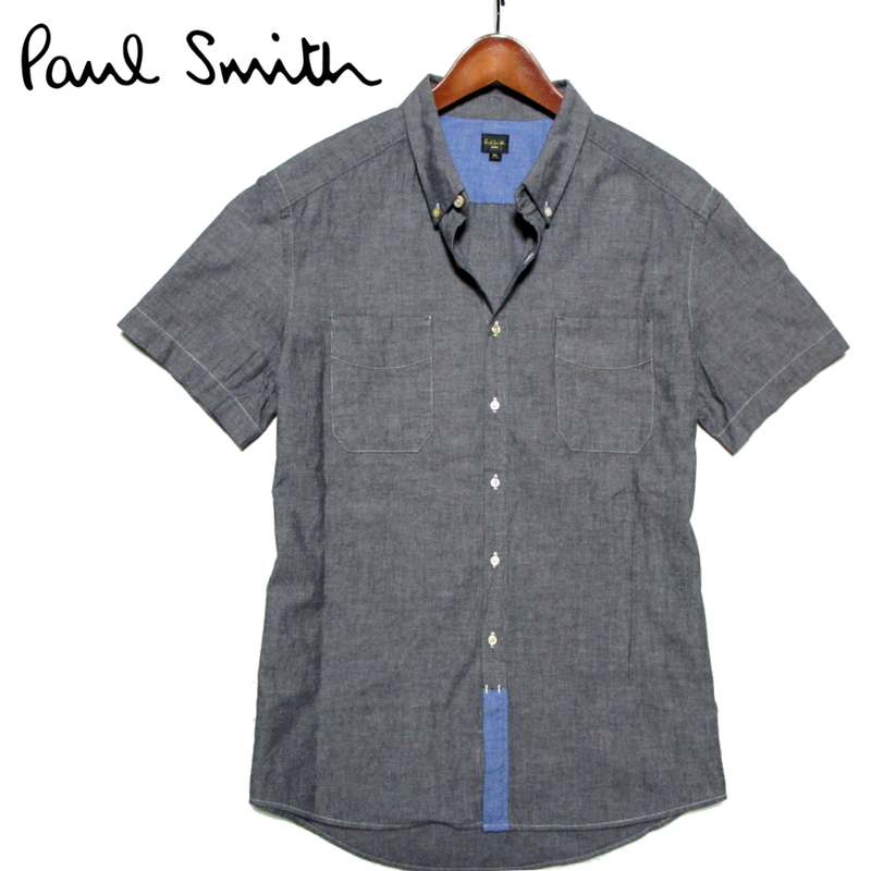 【ポールスミス】 ボタンダウン　半袖オックスシャツ　コットン　日本製　グレー　サイズXL　Paul Smith JEANS　ジョイックス
