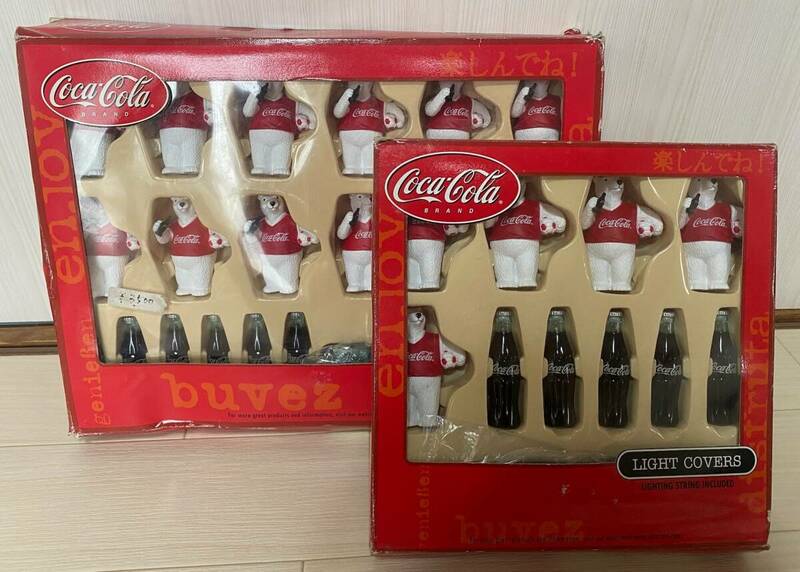 当時物　コカ・コーラ　その5　ライトカバー・コードSET　2箱　検：シロクマ　白熊　装飾品　ジオラマ　企業物　インテリア
