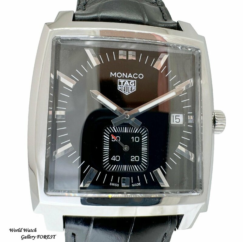 【タグホイヤー TAG HEUER☆モナコ デイト】WAW131A 中古 メンズ腕時計 クオーツ ブラック文字盤 スモールセコンド☆Aランク☆