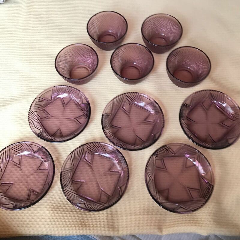 昭和レトロ　ガラス器　小皿６枚・小鉢５個