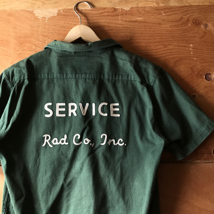 RADIALL 刺繍 ワークシャツ L グリーン 緑 半袖 シャツ ラディアル 開襟シャツ マチ付き ヴィンテージ デザイン
