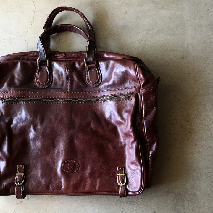 ヴィンテージ オール レザー ボストンバッグ イタリア製 ブラウン 本革 古着 旅行鞄