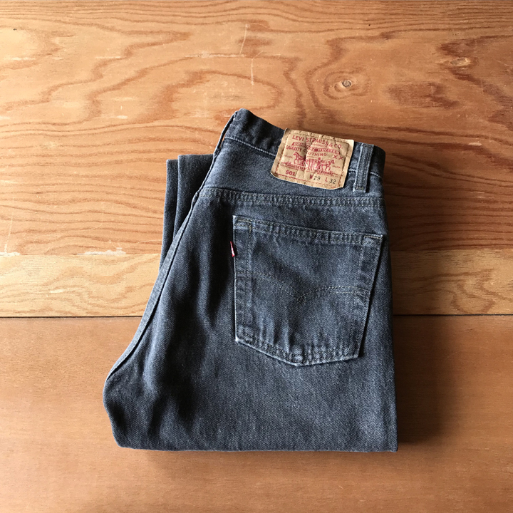 90s USA製 Levis 501 ブラック デニム パンツ 先染め W29 30 ヴィンテージ 古着 黒 リーバイス ジーンズ