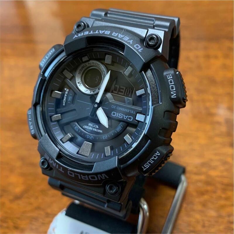 【新品・箱無し】カシオ CASIO アナデジ クオーツ メンズ 腕時計 AEQ-110W-1B メタルブラウン