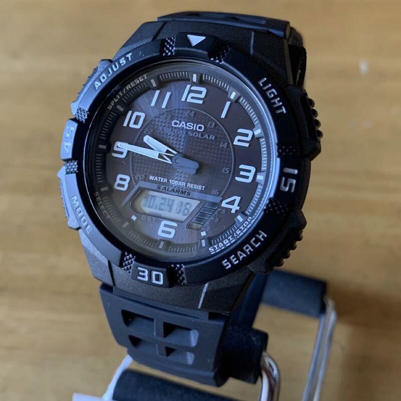 【新品・箱なし】カシオ CASIO スタンダード ソーラー メンズ アナデジ 腕時計 AQ-S800W-1B ブラック
