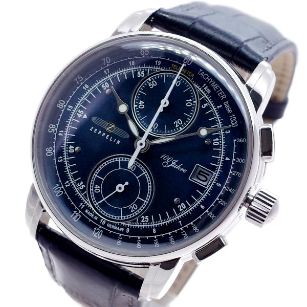 ツェッペリン ZEPPELIN LZ1 100周年記念モデル クロノ クオーツ メンズ 腕時計 8670-3 ネイビー