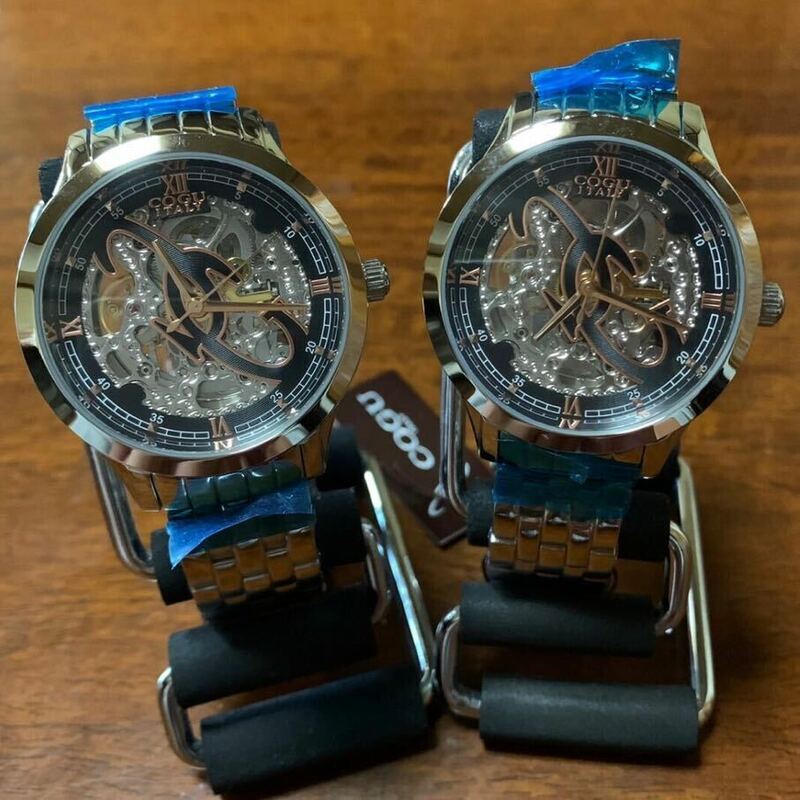【新品・箱なし】ペアウォッチ コグ COGU 腕時計 自動巻き フルスケルトン 3007M-RG