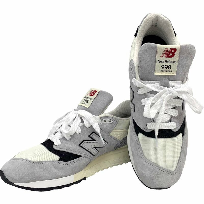 24-1815 【極美品/箱付】 ニューバランス U998GB 998 made in USA スニーカー 靴 約28cm グレー ホワイト New Balance