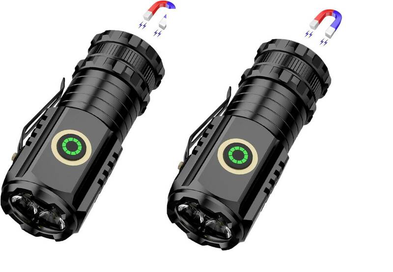 2個　T8LED 懐中電灯 超小型 軽量 強力LEDライト 1500mAh充電池 5つ照明モード ハンディライト IPX5防水 耐衝撃 ポケットクリップ付き