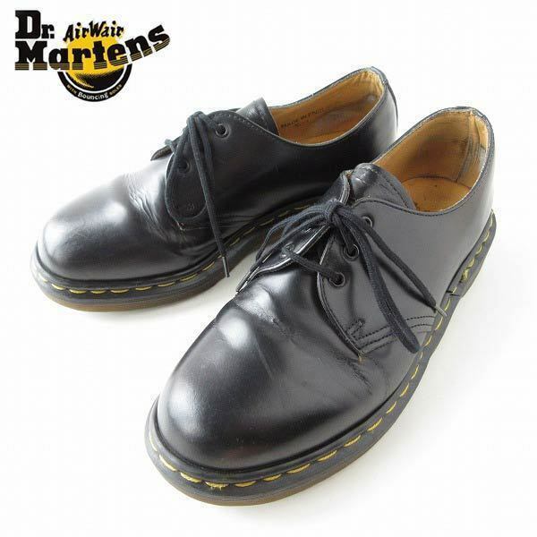 英国製 ドクターマーチン 3ホール プレーントゥ シューズ 黒 レディース23.5cm Dr.Martens MADE IN ENGLAND 靴 d130-32-0106XT