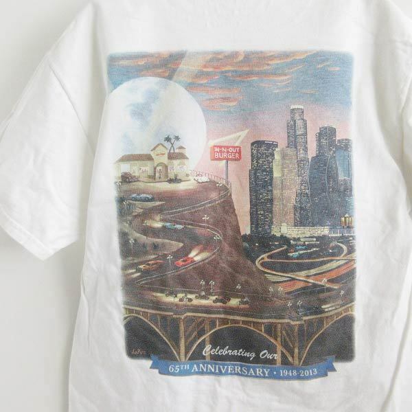 2013年 IN-N-OUT BURGER カリフォルニア 65周年 両面プリント 半袖Tシャツ 白系 M インアンドアウトバーガー d143-01-0091