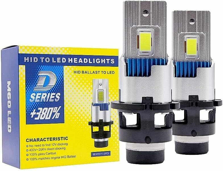 D4S/D4R LEDバルブ LEDヘッドライト 純正LED化 車検対応 ポン付け 爆光 キャンセラー内蔵 DC12V 6500K 加工不要 2個入り