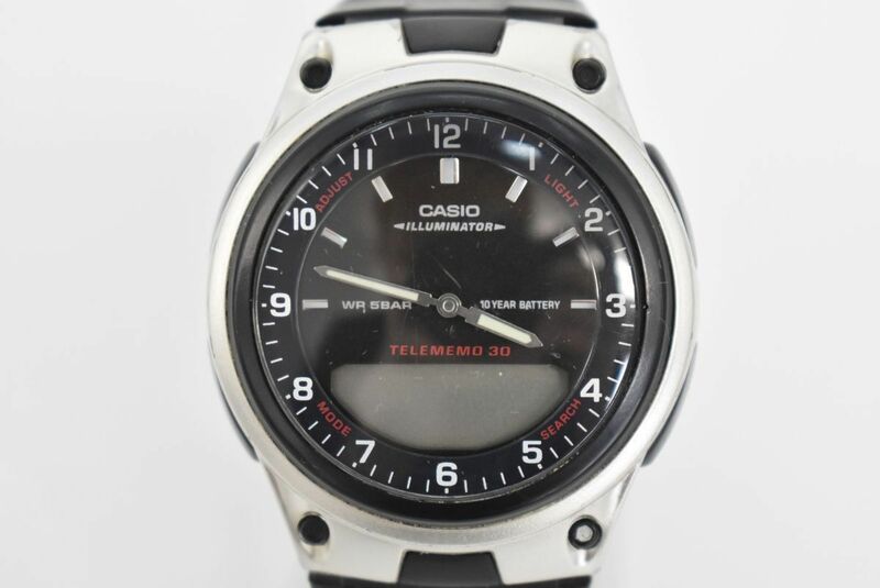 (777S 0411M9) 1円～ CASIO カシオ メンズ クオーツ アナデジ AW-80 腕時計 【ジャンク品】
