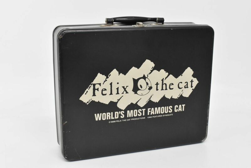 (799M 0514M14) 1円～ Felix the cat フィリックス 1919 缶ケース サンリオ 手持ち ハンドル付 ヴィンテージ 当時物 昭和レトロ
