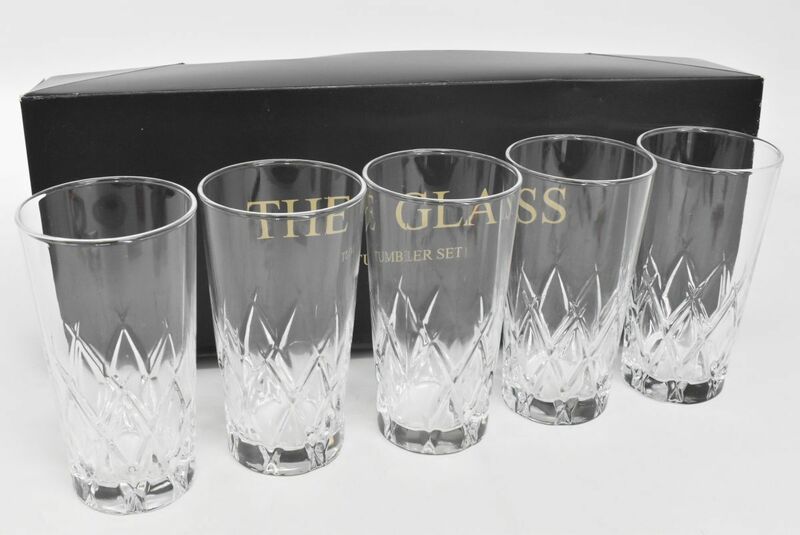 (818Ｍ 0531M14) 1円～ 未使用 THE GLASS ザグラス タンブラー 5客セット カップ フリーカップ ガラス製 食器