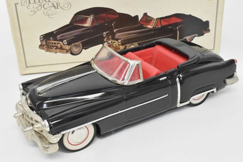 (818M 0531M4) 1円～ キャデラック コンバーチブル 1950年 アメ車 ブリキ 中国製 ヴィンテージ 置物 オブジェ ブラック