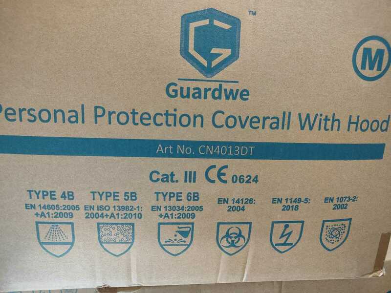 ◆未使用◆Guardwe 化学防護服 CN4013DT◆PPEカテゴリーⅢ◆Mサイズ　25枚入り　1箱◆